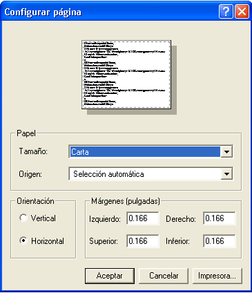 Page setup